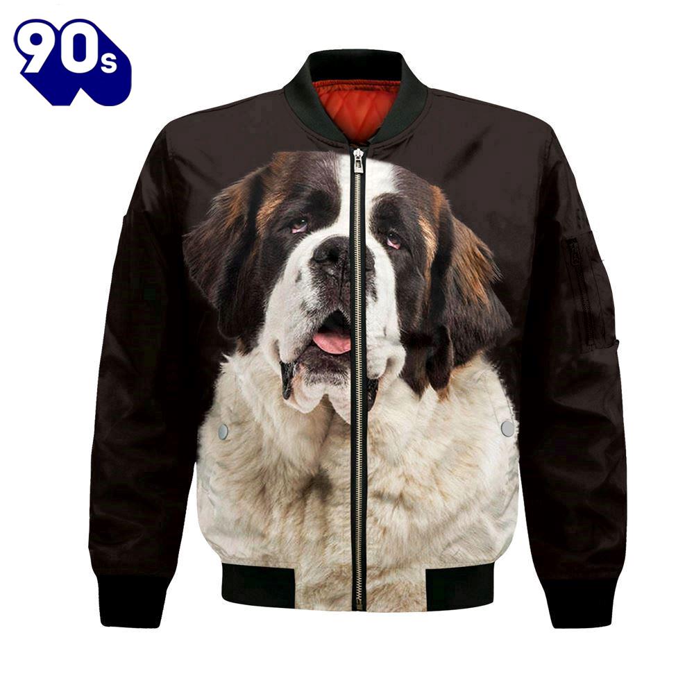 Saint Bernard - Unisex 3D Graphic Bomber Jacket Saint Bernard - Unisex 3D Graphic Bomber Jacket