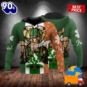 Saint Patrick And Shamrock Irish Flag Green 3D Graphic Hoodie 2025