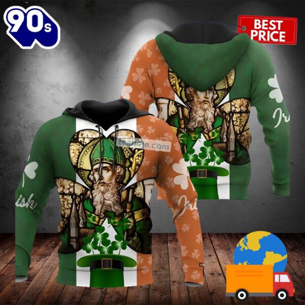 Saint Patrick And Shamrock Irish Flag Green 3D Graphic Hoodie 2025