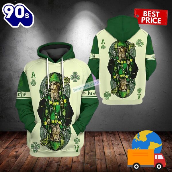 Saint Patrick St Patrick Day Pocker Card Green 3D Art Hoodie 2025