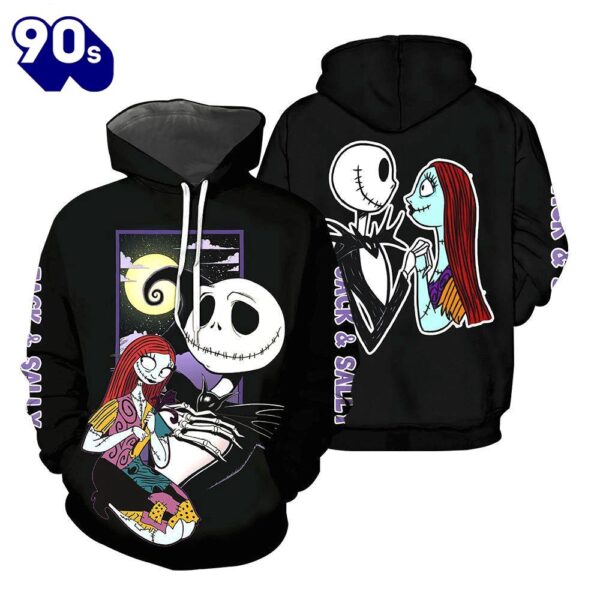 Sally And Jack Skellington Hoodie 3D All Over Printed Shirts For Men And Women