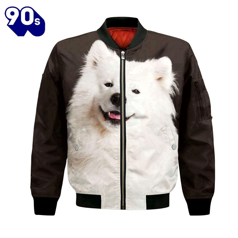 Samoyed - Unisex 3D Graphic Bomber Jacket Samoyed - Unisex 3D Graphic Bomber Jacket