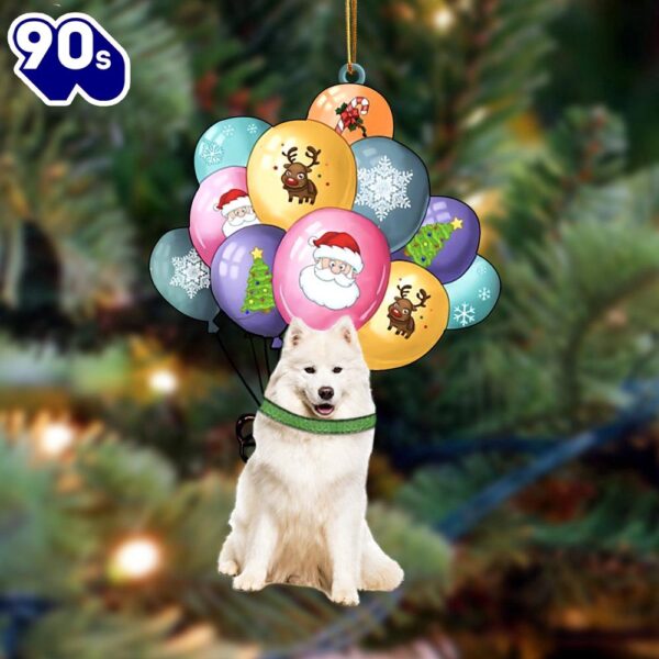 Samoyed With Balloons Christmas Ornament, Gift For Christmas