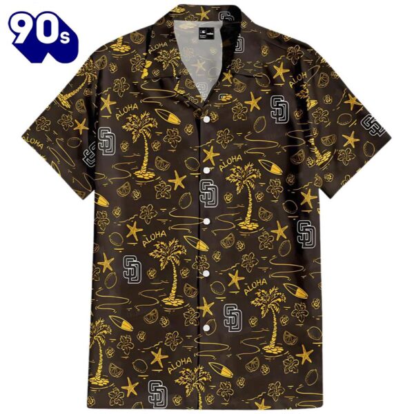 San Diego Padres Circle Aloha Paradise Hawaiian Button Up Shirts