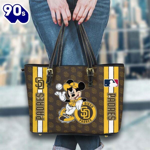 San Diego Padres Mlb Mickey Women Leather Tote Bag