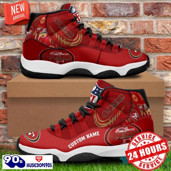 San Francisco 49ers Custom Name NFL Air Jordan 11 Shoes Men And Women Sneakers
