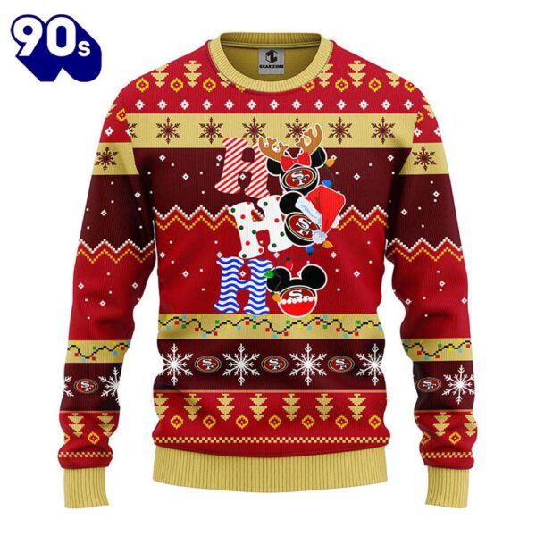 San Francisco 49ers HoHoHo Mickey Christmas Ugly Sweater  Gift Christmas