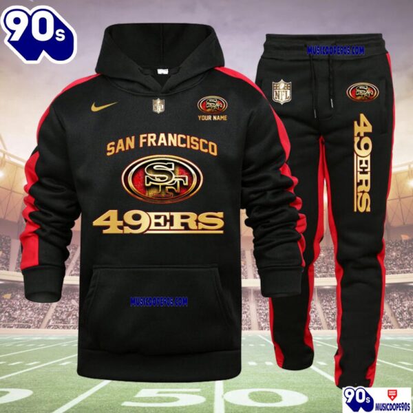 San Francisco 49ers NFL 32 Teams Personlized Golden Logo Hoodie Set