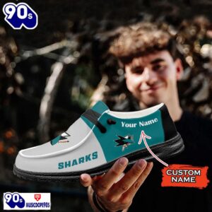 San Jose Sharks NHL Hey Dude Shoes Custom Name Perfect Gift