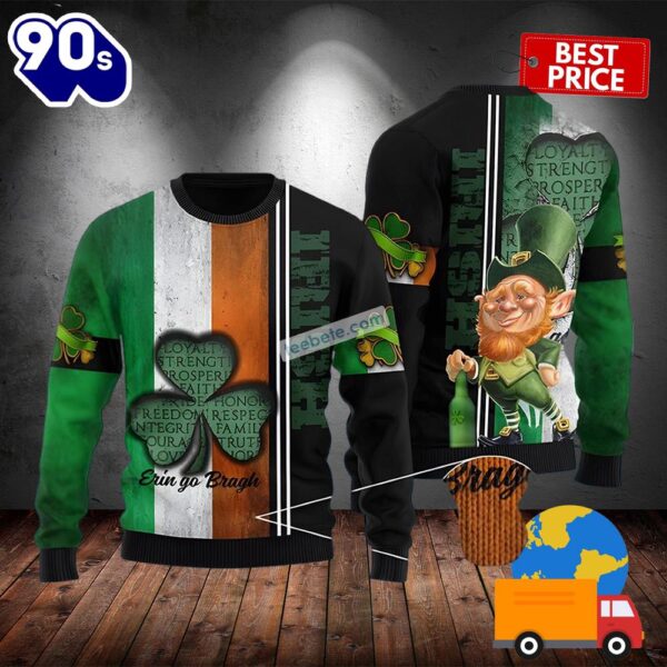 Sant Patrick Day Shamrock With Lucky Leprechaun Green Ugly Sweatshirt Womens 2025