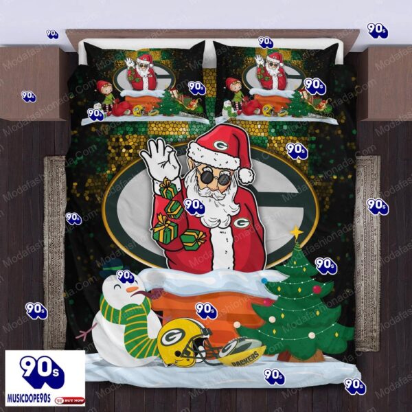 Santa Claus NFL Green Bay Packers Christmas Bedding Sets