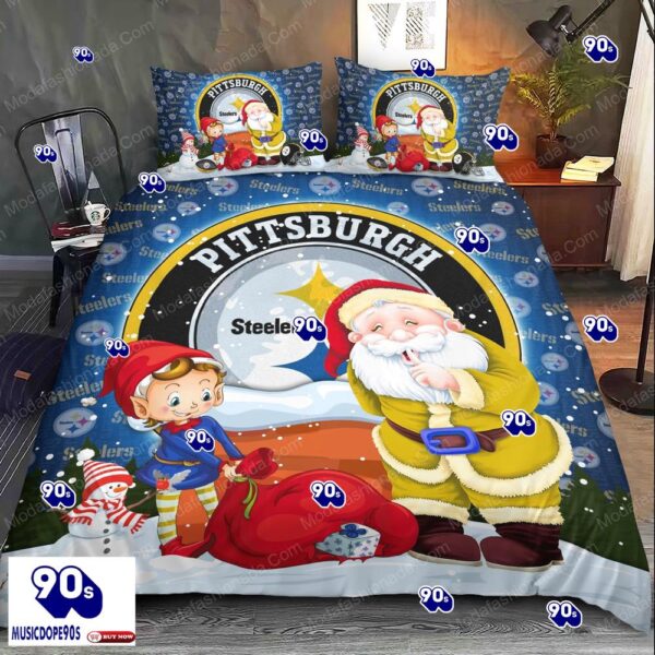 Santa Claus NFL Pittsburgh Steelers Christmas Bedding Sets