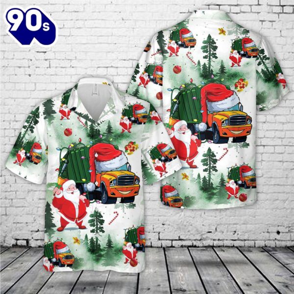 Santa Waste Management Garbage Truck Christmas Hawaiian Shirt