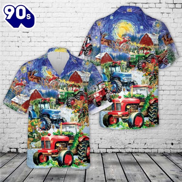 Santa With Tractor Christmas Hawaiian Shirt