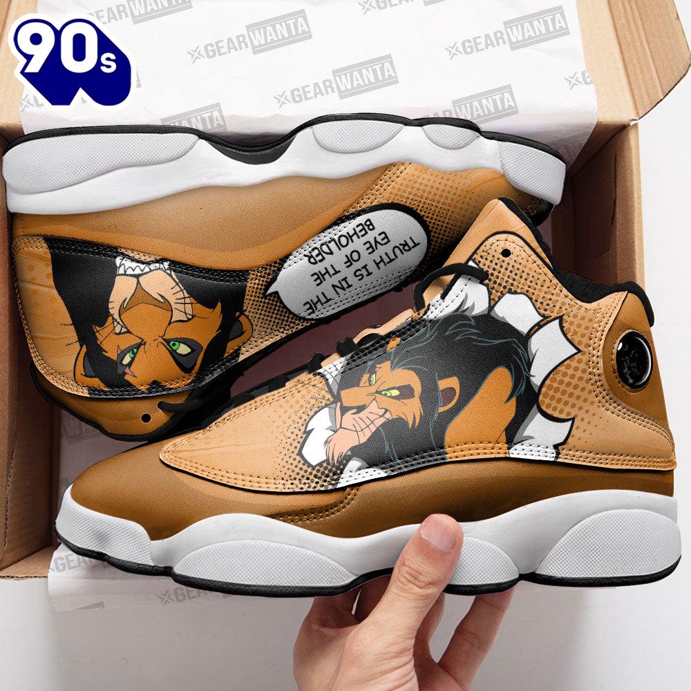 Scar Air Jordan 13 Sneakers Custom Comic Style Shoes Scar Air Jordan 13 Sneakers Custom Comic Style Shoes