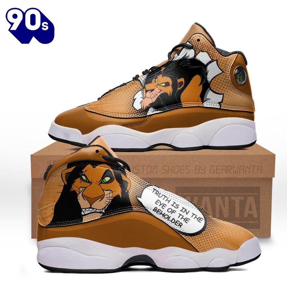 Scar Air Jordan 13 Sneakers Custom Comic Style Shoes Scar Air Jordan 13 Sneakers Custom Comic Style Shoes