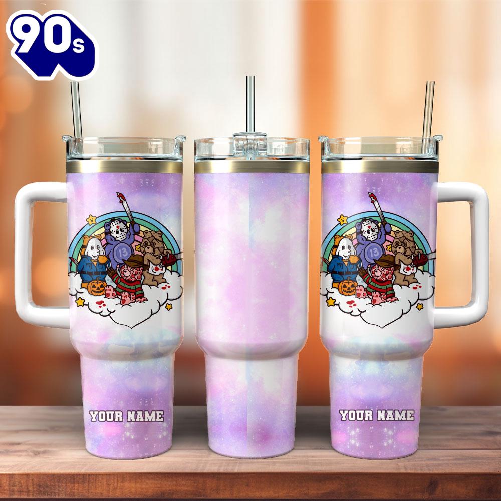 Scare Bears Movie Custom Stanley Quencher 40oz Stainless Steel Tumbler With Handle For Fans Scare Bears Movie Custom Stanley Quencher 40oz Stainless Steel Tumbler With Handle For Fans