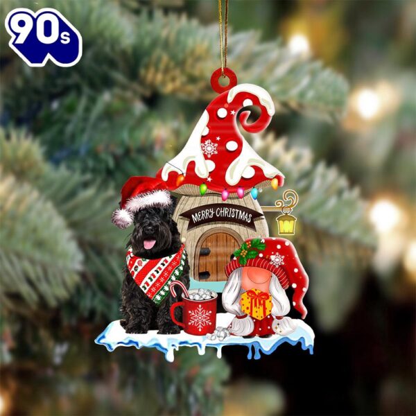 Schnauzer With Mushroom House Christmas Ornament, Gift For Christmas