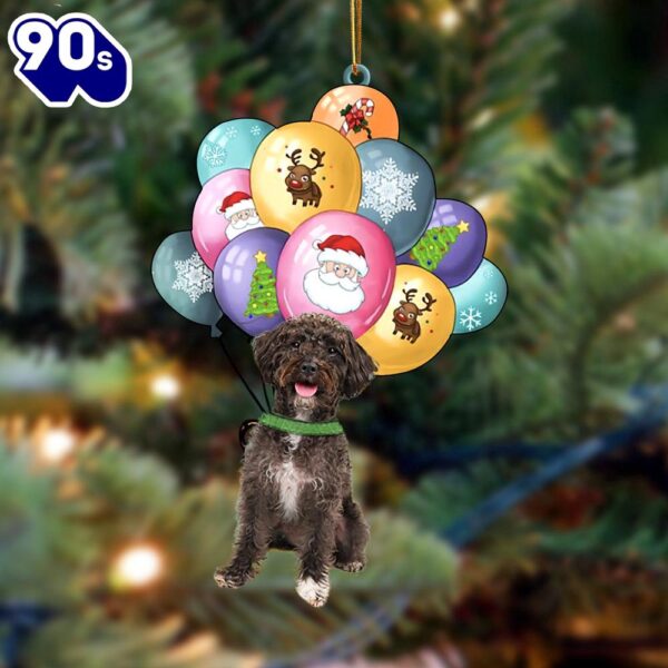 Schnoodle With Balloons Christmas Ornament, Gift For Christmas