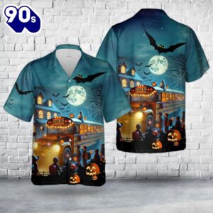 School Bus Halloween Hawaiian Shirt