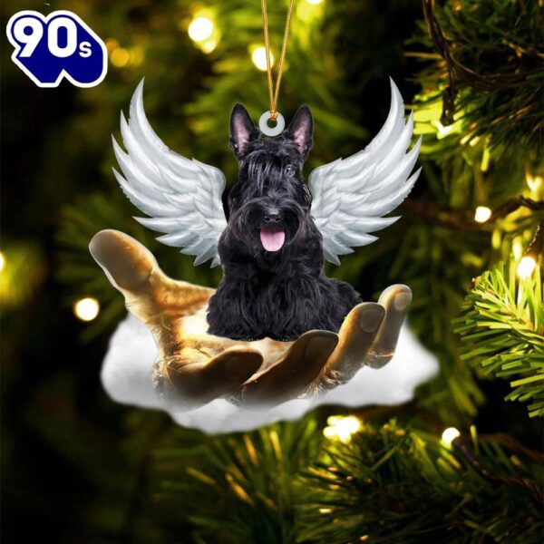 Scottish Terrier On The Hands Of Jesus Ornament, Gift For Christmas