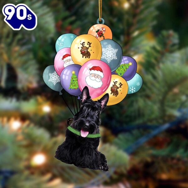 Scottish Terrier With Balloons Christmas Ornament, Gift For Christmas