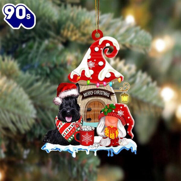 Scottish-Terrier With Mushroom House Christmas Ornament, Gift For Christmas