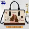 Scripture Gifts For Religious Women Personalized Leather Handbag With Handle Daughter Of The King, Christian Bags  Gift For Women Christmas