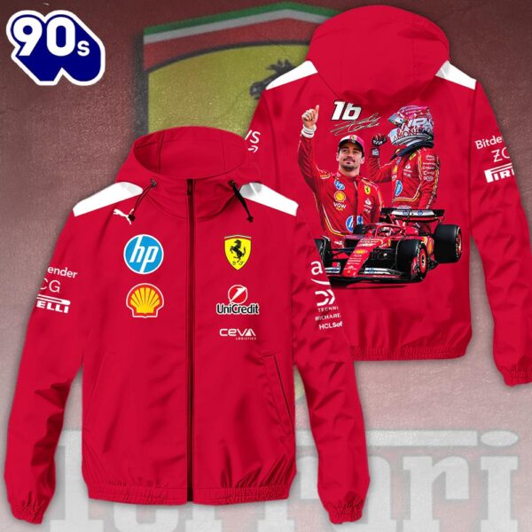 Scuderia Ferrari x Charles Leclerc 3D Windbreaker Jacket For Man And Women