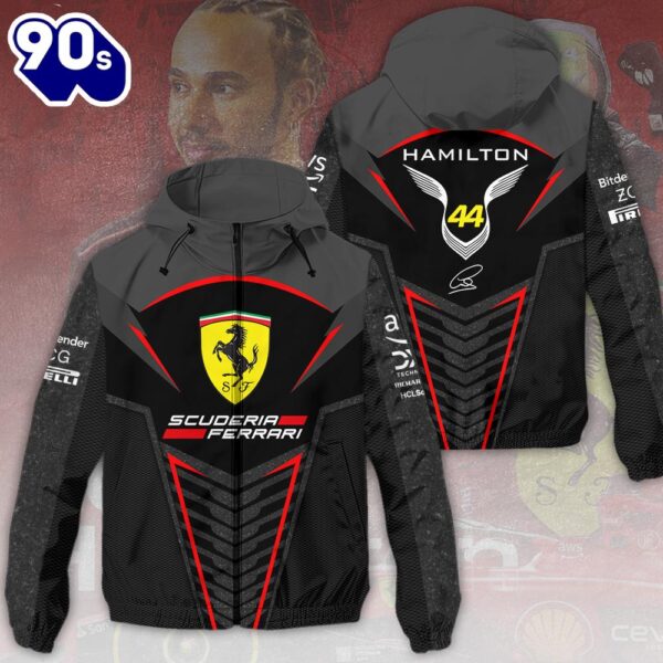 Scuderia Ferrari x Lewis Hamilton 3D Windbreaker Jacket For Man And Women