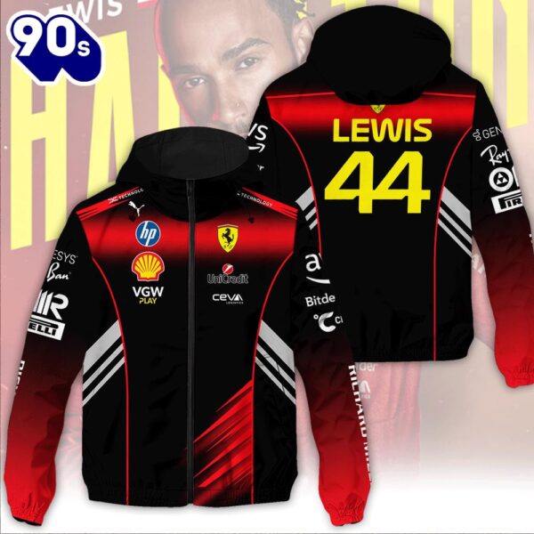 Scuderia Ferrari x Lewis Hamilton 3D Windbreaker Jacket For Man And Women