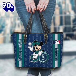 Seattle Mariners Mlb Mickey Women Leather Tote Bag