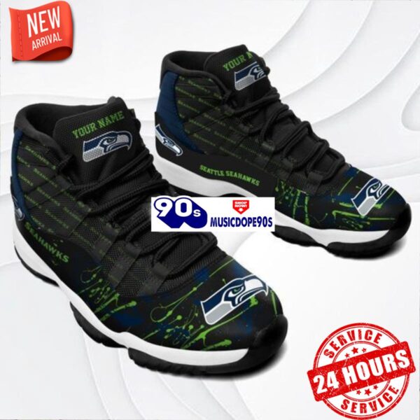 Seattle Seahawks Letters Air Jordan 11 Custom Name Shoes