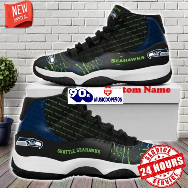 Seattle Seahawks Letters Air Jordan 11 Custom Name Shoes