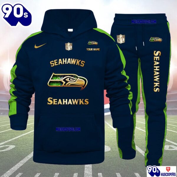 Seattle Seahawks NFL 32 Teams Personlized Golden Logo Hoodie Set