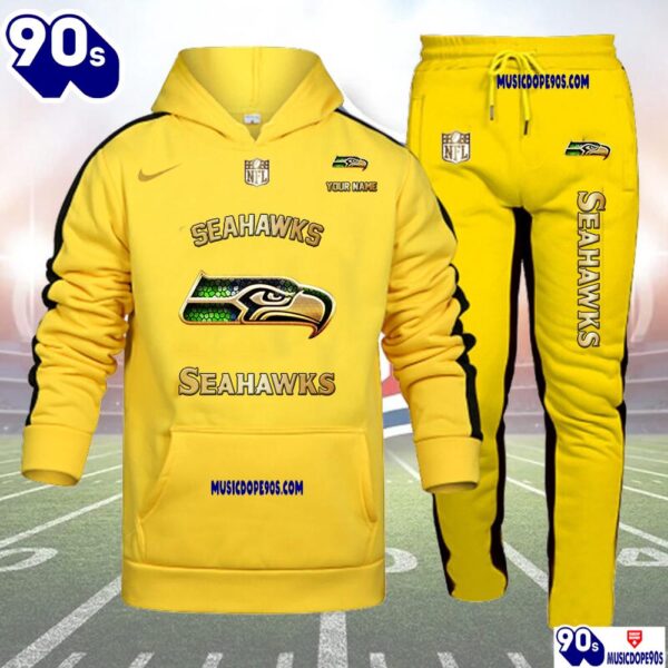 Seattle Seahawks NFL 32 Teams Personlized Golden Logo Hoodie Set