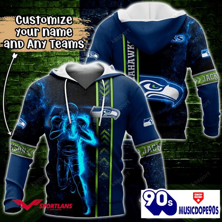 Seattle Seahawks NFL Custom Name 3D Hoodie Teams Shirt For Fans Seattle Seahawks NFL Custom Name 3D Hoodie Teams Shirt For Fans