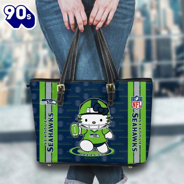 Seattle Seahawks NFL Kitty Women Leather Tote Bag   Gift For Christmas