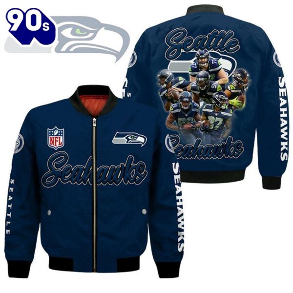 Seattle Seahawks Players Nfl Blue Bomber Jacket  Gift For Christmas