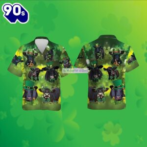 Shamrock Cow St Patricks Green Retro Hawaiian Shirts 2025