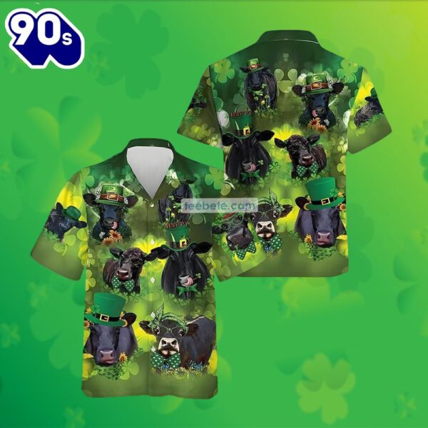 Shamrock Cow St Patricks Green Retro Hawaiian Shirts 2025