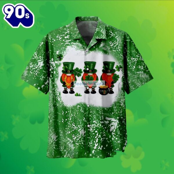 Shamrock Horseshoe Pot Of Gold Gnome St Patrick Green Hawaiian Shirts 2025