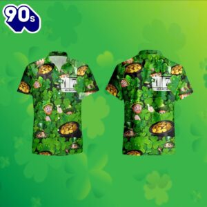 Shamrock Leprechaun Gold Coin St Patrick Green Hawaiian Work Shirts 2025