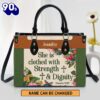 She Is Clothed With Strength And Dignity Leather Bag , Christian Bags  Gift For Women Christmas