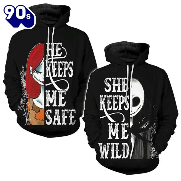 Merry Christmas  She Keeps Me Wild And He Keeps Me Safe Hoodie