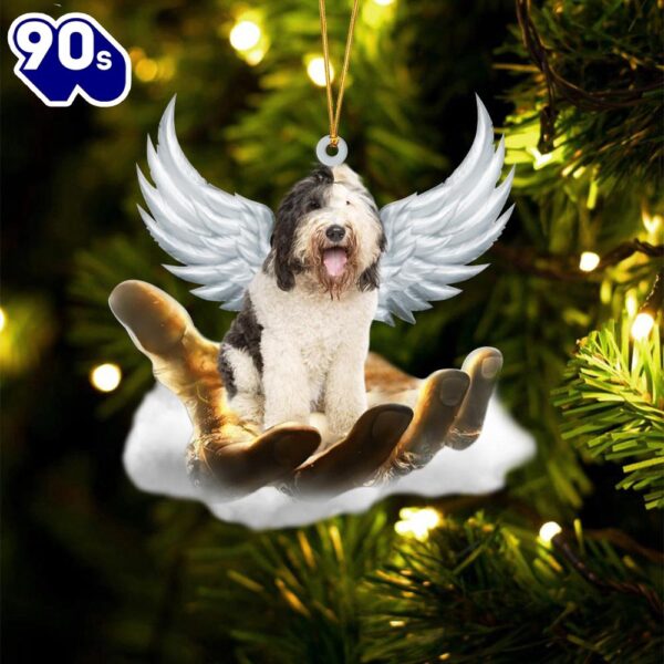 Sheepadoodle On The Hands Of Jesus Ornament, Gift For Christmas