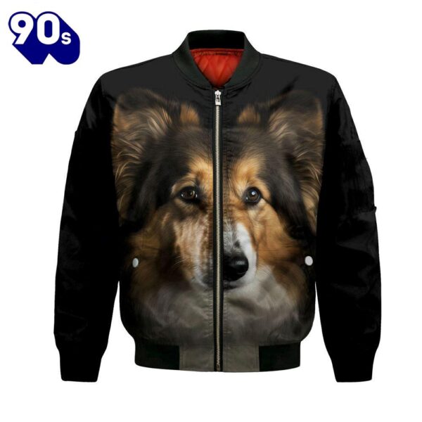 Shetland Sheepdog  AI – Unisex 3D Graphic Bomber Jacket