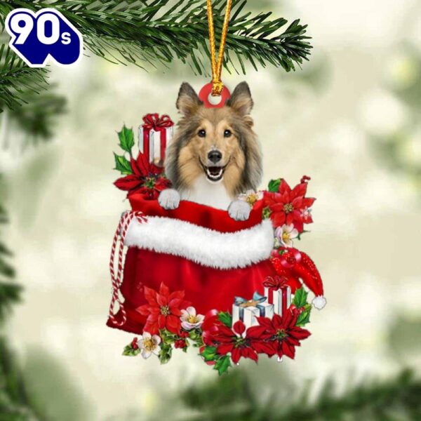 Shetland Sheepdog In Gift Bag Christmas Ornament, Gift For Christmas