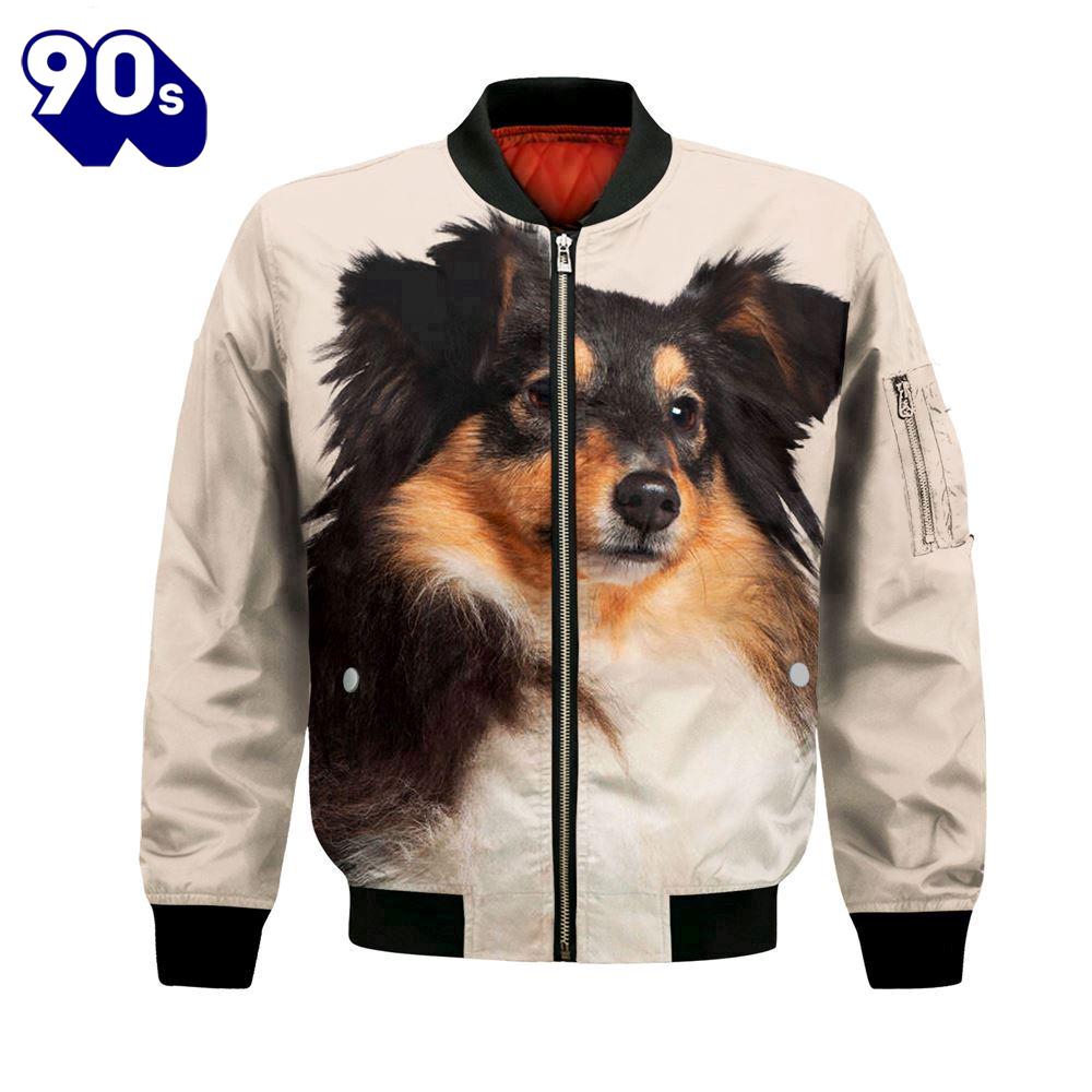 Shetland Sheepdog - Unisex 3D Graphic Bomber Jacket Shetland Sheepdog - Unisex 3D Graphic Bomber Jacket