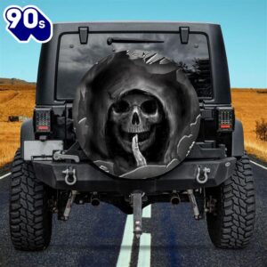 Shhh Grim Reaper Skull Spare Tire Cover